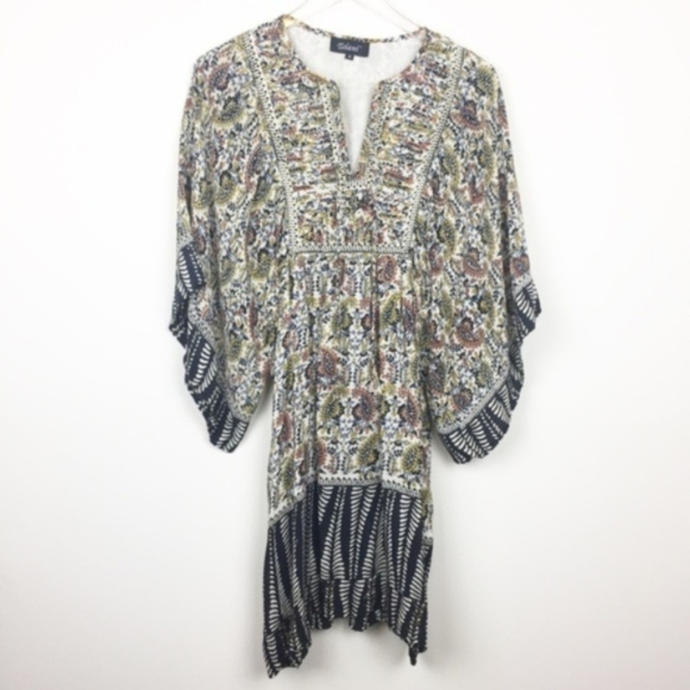 Tolani | Boho Beaded Paisley Silk Kimono Dress